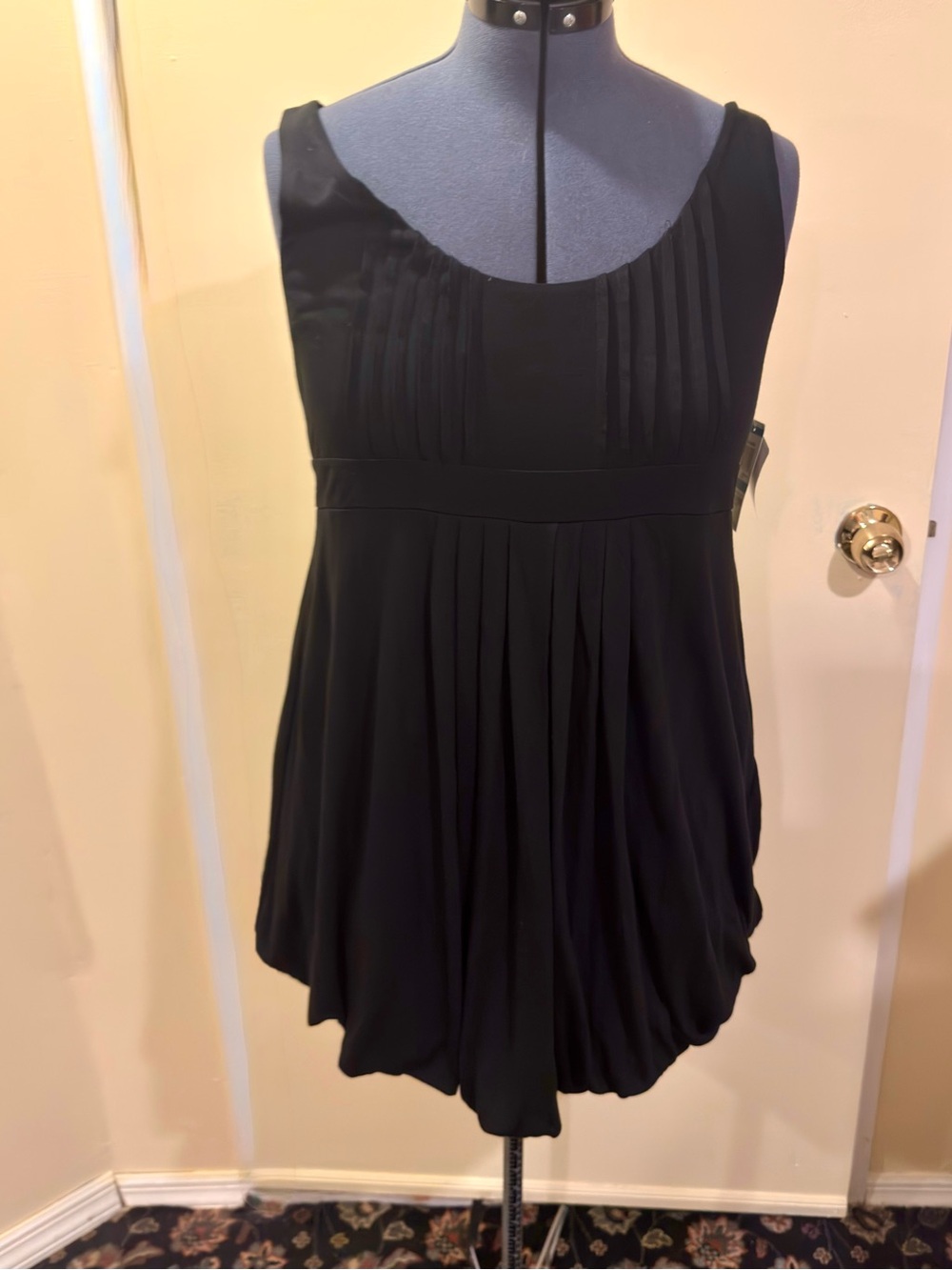 INC International Concepts Black Pleated Mini Dress size xl stretch fabric
